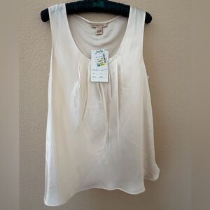 Trina Turk Ivory Pleated Silk-Blend Camisole